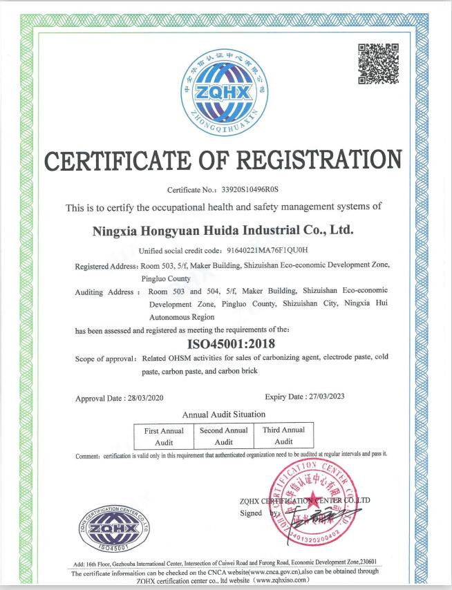 The occupational health and safety management system of Ningxia Hongyuan Huida Industrial Co.,Ltd